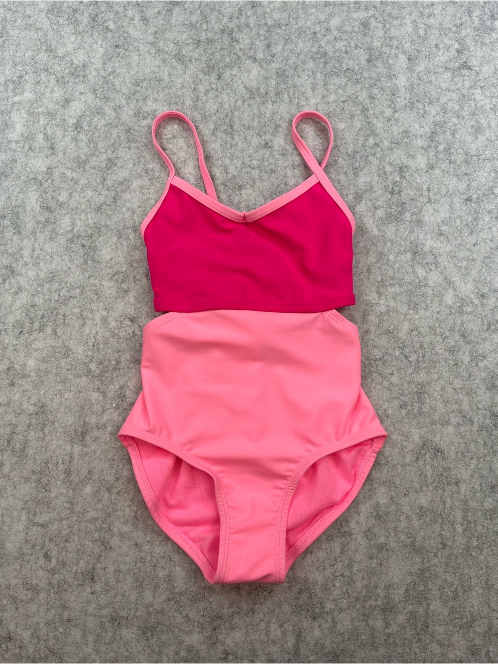 NWOT Land’s End Girl Pink Color Block One Piece Swimsuit Size XS 4/5 Pool Party